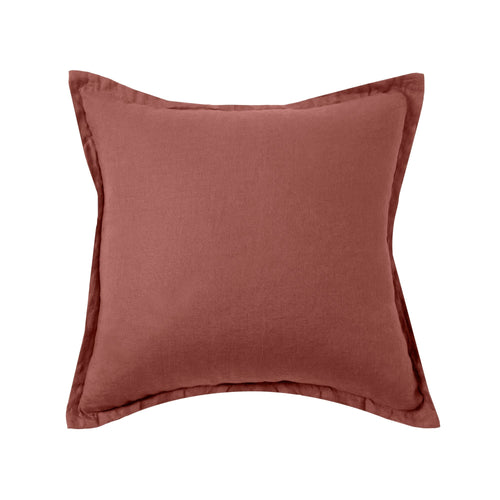 ARDENNE Washed French Linen Cushion with Oxford Edge Clay 50x50cm