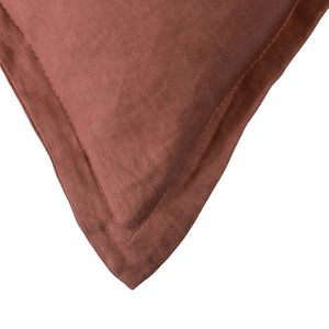 ARDENNE Washed French Linen Cushion with Oxford Edge Clay 50x50cm