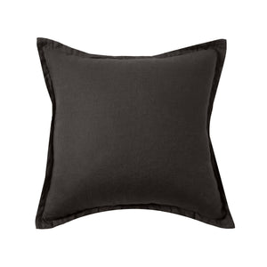 ARDENNE Washed French Linen Cushion with Oxford Edge Basalt Grey 50x50cm