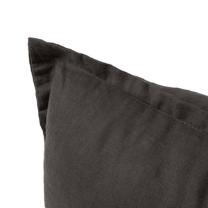 ARDENNE Washed French Linen Cushion with Oxford Edge Basalt Grey 50x50cm