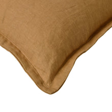 ARDENNE Washed French Linen Cushion with Oxford Edge Mustard 50x50cm