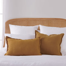 ARDENNE Washed French Linen Cushion with Oxford Edge Mustard 50x50cm