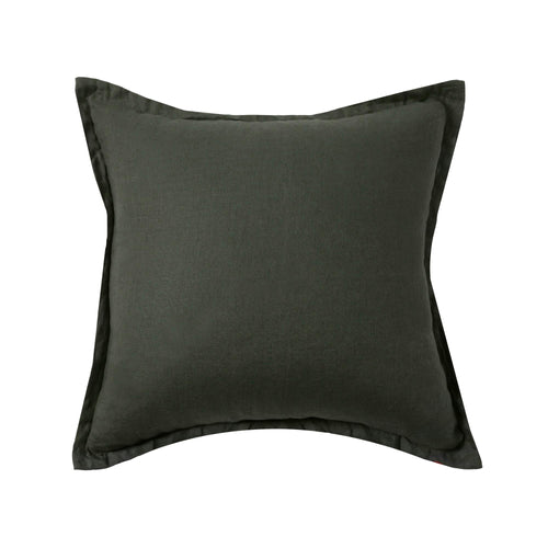 ARDENNE Washed French Linen Cushion with Oxford Edge Moss Green 50x50cm