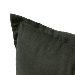 ARDENNE Washed French Linen Cushion with Oxford Edge Moss Green 50x50cm