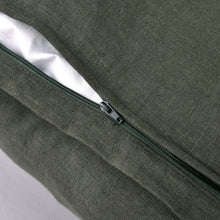 ARDENNE Washed French Linen Cushion with Oxford Edge Moss Green 50x50cm