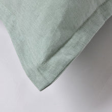 ARDENNE Washed French Linen Cushion with Oxford Edge Eucalyptus Green 50x50cm