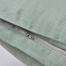 ARDENNE Washed French Linen Cushion with Oxford Edge Eucalyptus Green 50x50cm