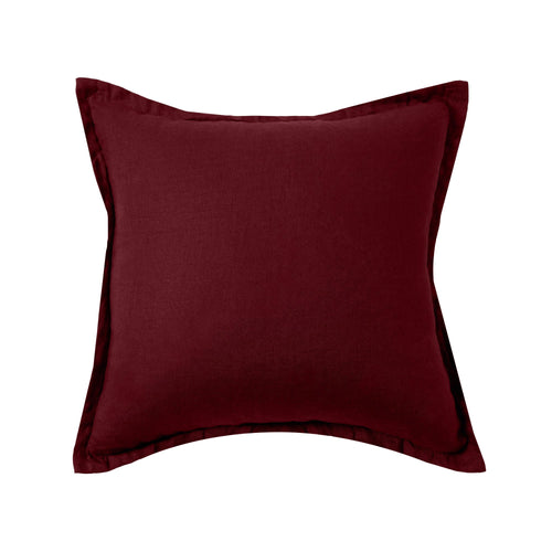 ARDENNE Washed French Linen Cushion with Oxford Edge Sienna Red 50x50cm