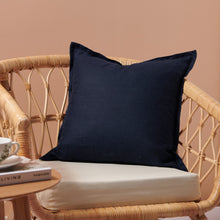 ARDENNE Washed French Linen Cushion with Oxford Edge Indigo Blue 50x50cm