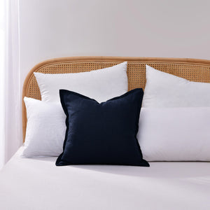 ARDENNE Washed French Linen Cushion with Oxford Edge Indigo Blue 50x50cm