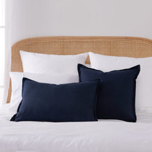 ARDENNE Washed French Linen Cushion with Oxford Edge Indigo Blue 50x50cm