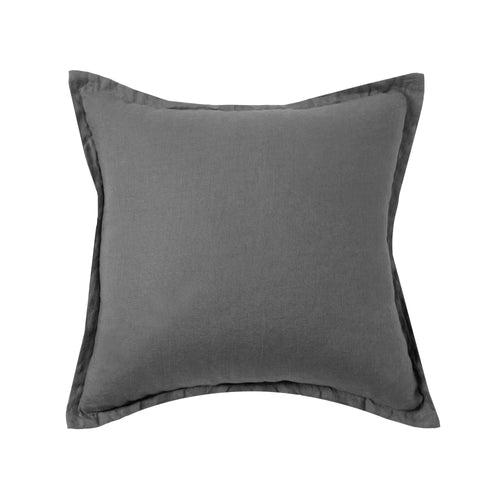 ARDENNE Washed French Linen Cushion with Oxford Edge Birch Grey 50x50cm