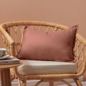 ARDENNE Washed French Linen Rectangular Cushion with Oxford Edge Clay 40x60cm