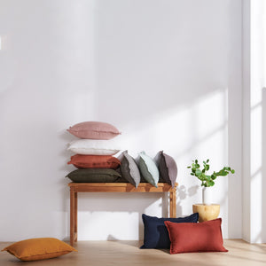 ARDENNE Washed French Linen Rectangular Cushion with Oxford Edge Clay 40x60cm