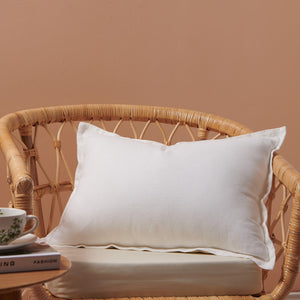 ARDENNE Washed French Linen Rectangular Cushion with Oxford Edge White 40x60cm