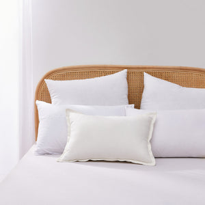 ARDENNE Washed French Linen Rectangular Cushion with Oxford Edge White 40x60cm