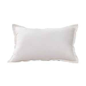 ARDENNE Washed French Linen Rectangular Cushion with Oxford Edge White 40x60cm