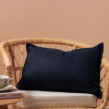 ARDENNE Washed French Linen Rectangular Cushion with Oxford Edge Indigo Blue 40x60cm