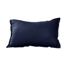 ARDENNE Washed French Linen Rectangular Cushion with Oxford Edge Indigo Blue 40x60cm