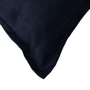 ARDENNE Washed French Linen Rectangular Cushion with Oxford Edge Indigo Blue 40x60cm