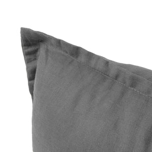 ARDENNE Washed French Linen Rectangular Cushion with Oxford Edge Birch Grey 40x60cm