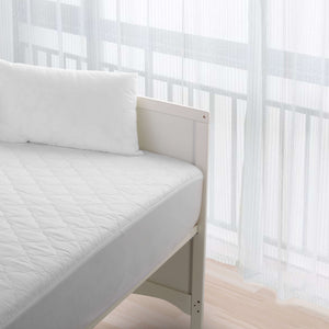 Organic Cotton Quilted Mattress Protector White Cot